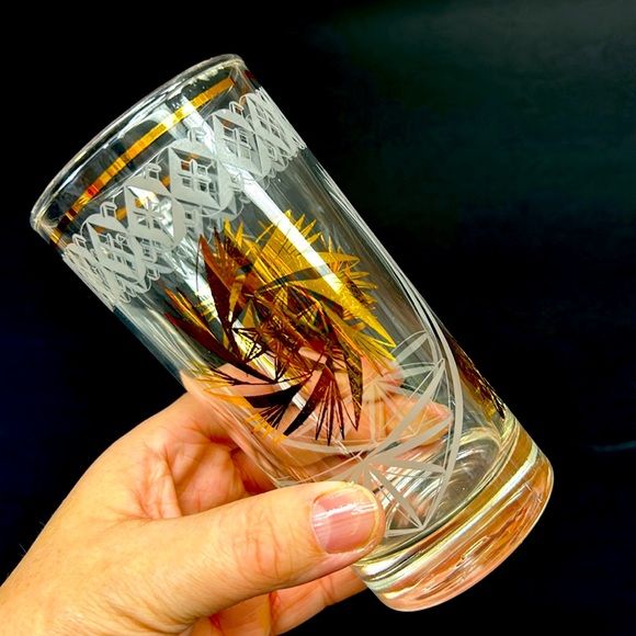 Mid Century Modern set of 4 ATOMIC PINWHEEL highball glasses - Picture 2 of 8